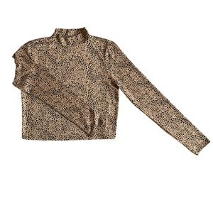 American Eagle Leopard Print Long Sleeve Mock Neck Top Lightweight Large